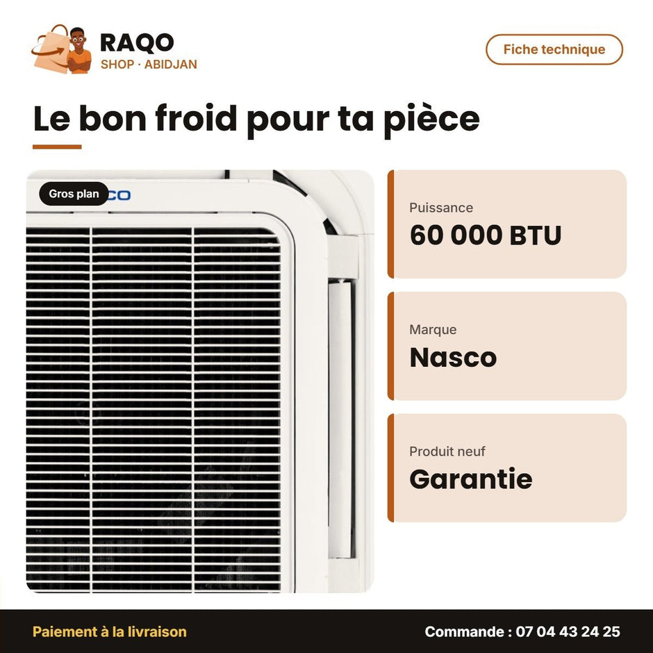 Split Cassette 60.000 BTU Nasco – Unit.int. 220-240V-UNIT.EXT. 380-415V 3N | NAS-T60-K7N1 - RAQO