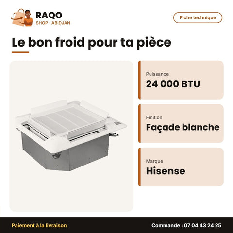 Split Cassette Hisense 24.000 BTU – Façade Blanche | AUC-24CR4SJJA3 - RAQO