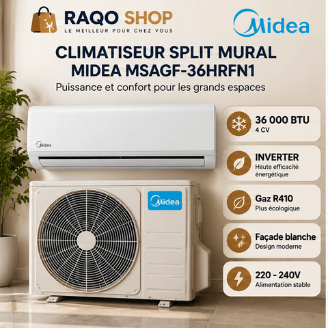 Split Mural 36.000 BTU Midea – Inverter – Façade Blanche | MSAGF-36HRFN1 - RAQO