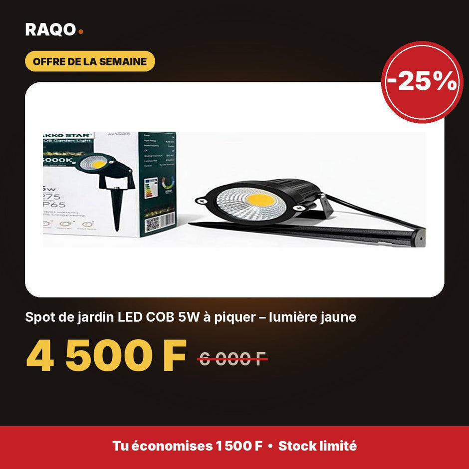 Spot de jardin LED COB 5W à piquer – lumière jaune | Akko Star - RAQO