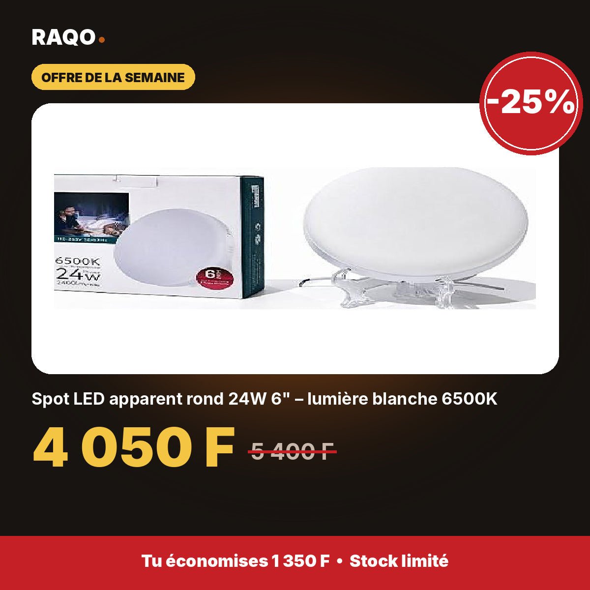 Spot LED apparent rond 24W 6