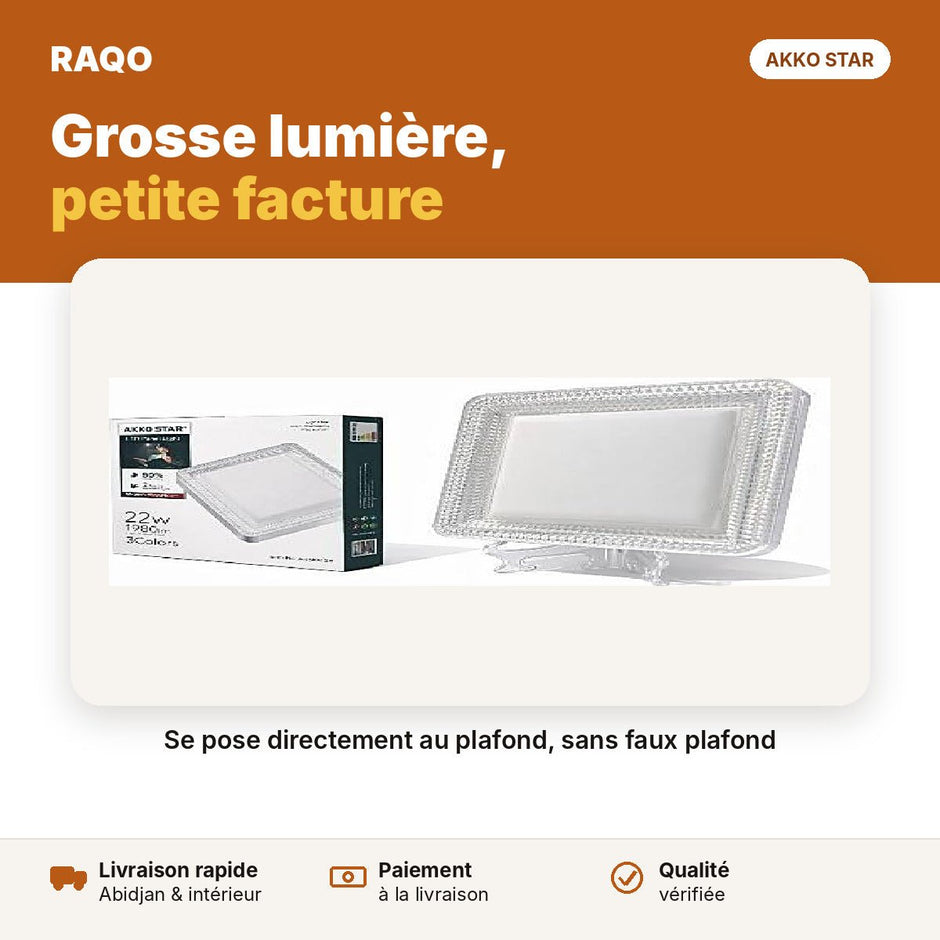 Spot LED carré cristal-diamant 22W – 3 couleurs | Akko Star - RAQO