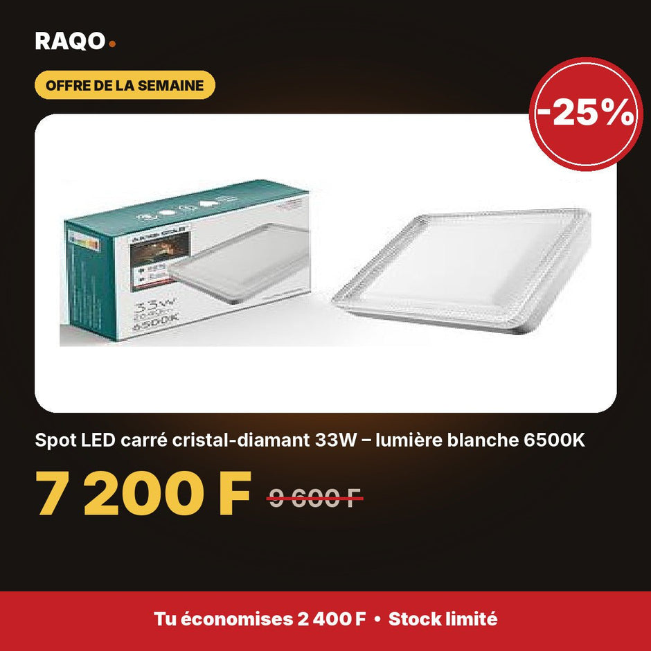 Spot LED carré cristal-diamant 33W – lumière blanche 6500K | Akko Star - RAQO