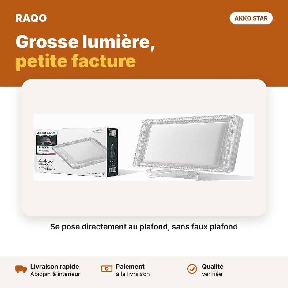 Spot LED carré cristal-diamant 44W – 3 couleurs | Akko Star - RAQO