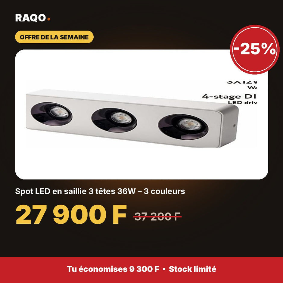Spot LED en saillie 3 têtes 36W – 3 couleurs | Akko Star - RAQO