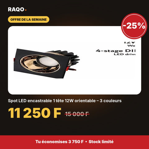 Spot LED encastrable 1 tête 12W orientable – 3 couleurs | Akko Star - RAQO