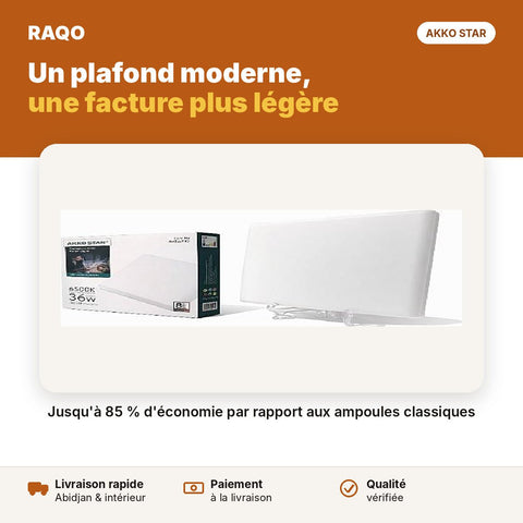 Spot LED encastrable carré 36W 8" – lumière blanche 6500K | Akko Star - RAQO