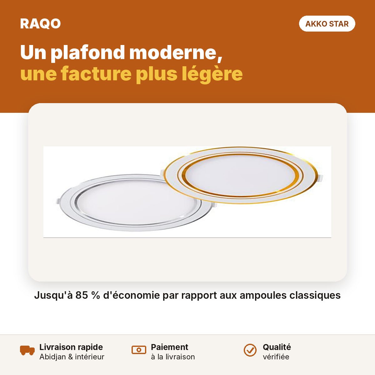 Spot LED encastrable cerclage chromé – 3 couleurs 3000K/4000K/6500K | Akko Star - RAQO