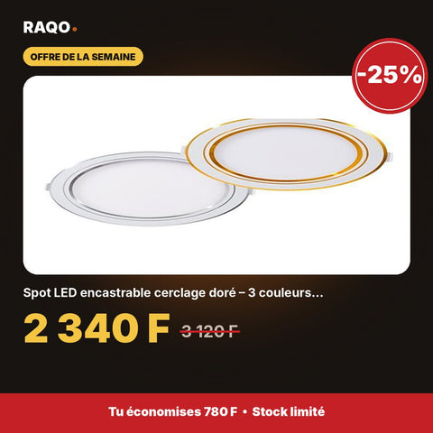 Spot LED encastrable cerclage doré – 3 couleurs 3000K/4000K/6500K | Akko Star - RAQO