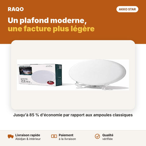 Spot LED encastrable extra-plat 24W 6" – lumière blanche 6500K | Akko Star - RAQO