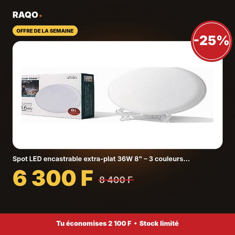 Spot LED encastrable extra-plat 36W 8" – 3 couleurs 3000K/4000K/6500K | Akko Star - RAQO