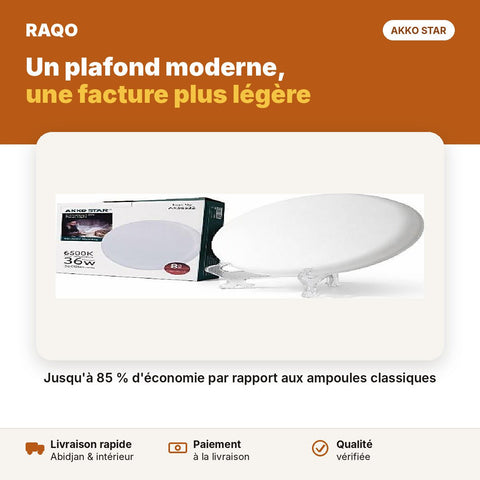 Spot LED encastrable extra-plat 36W 8" – lumière blanche 6500K | Akko Star - RAQO