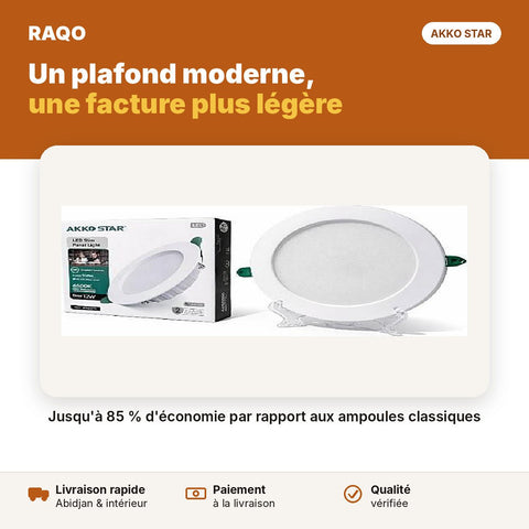 Spot LED encastrable rond 12W 4" – lumière blanche 6500K | Akko Star - RAQO