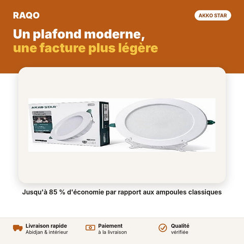 Spot LED encastrable rond 20W 6" – lumière blanche 6500K | Akko Star - RAQO