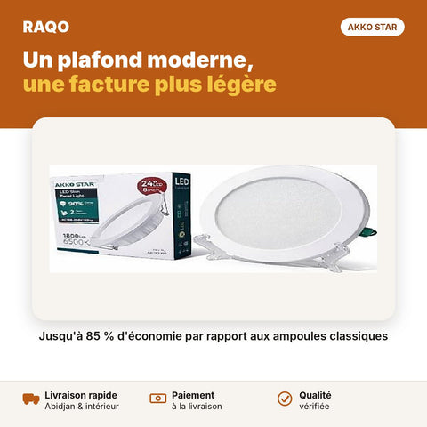 Spot LED encastrable rond 24W 8" – lumière blanche 6500K | Akko Star - RAQO