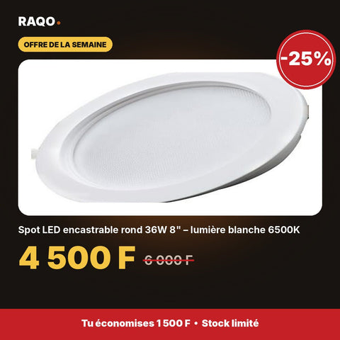 Spot LED encastrable rond 36W 8" – lumière blanche 6500K | Akko Star - RAQO
