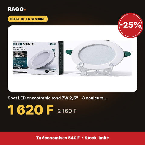 Spot LED encastrable rond 7W 2,5" – 3 couleurs 3000K/4500K/6500K | Akko Star - RAQO