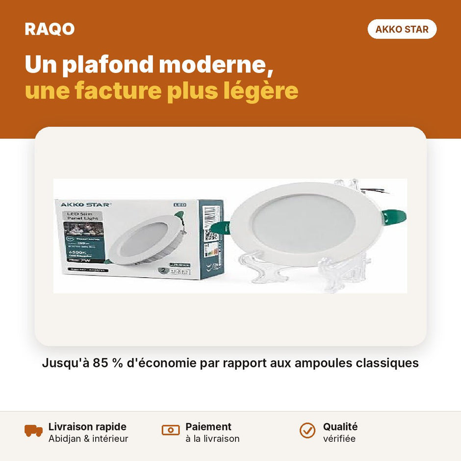 Spot LED encastrable rond 7W 2,5" – lumière blanche 6500K | Akko Star - RAQO