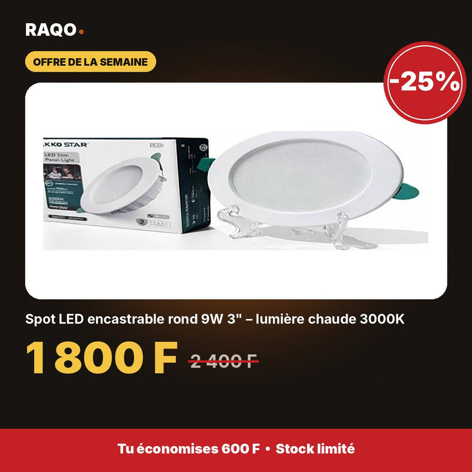 Spot LED encastrable rond 9W 3" – lumière chaude 3000K | Akko Star - RAQO