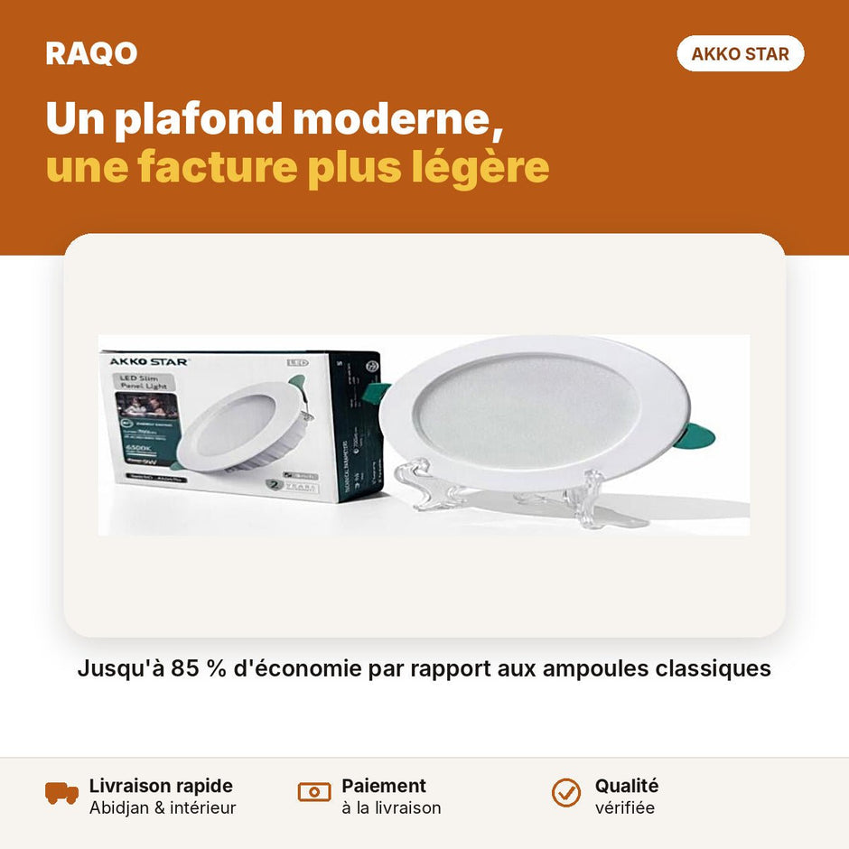 Spot LED encastrable rond 9W 3" – lumière chaude 3000K | Akko Star - RAQO
