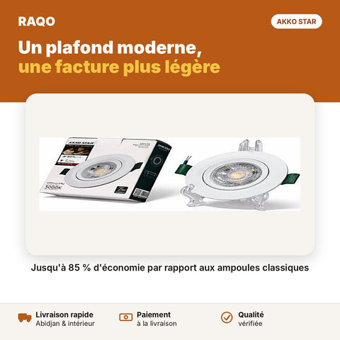 Spot LED orientable encastrable 7W – lumière chaude 3000K | Akko Star - RAQO