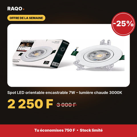 Spot LED orientable encastrable 7W – lumière chaude 3000K | Akko Star - RAQO