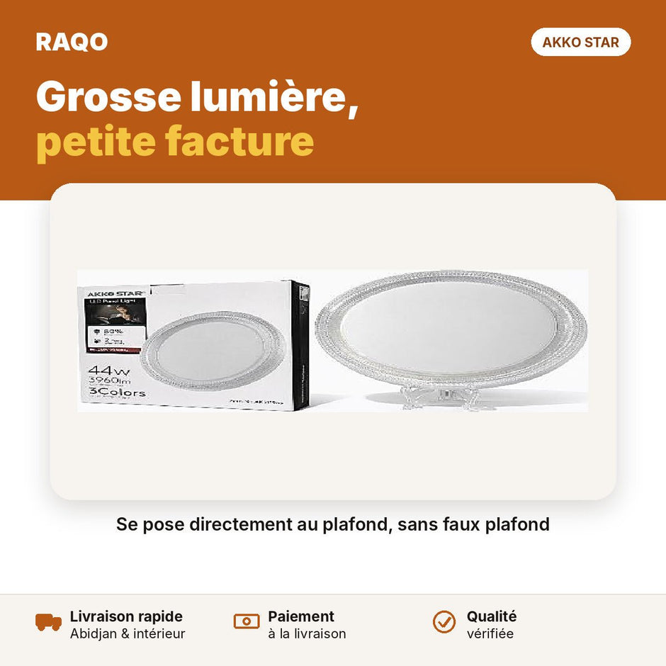 Spot LED rond cristal-diamant 44W – 3 couleurs | Akko Star - RAQO