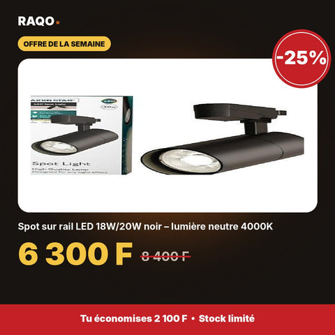Spot sur rail LED 18W/20W noir – lumière neutre 4000K | Akko Star - RAQO
