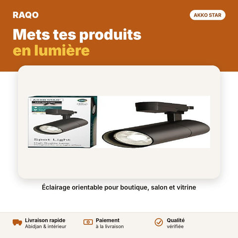Spot sur rail LED 18W/20W noir – lumière neutre 4000K | Akko Star - RAQO