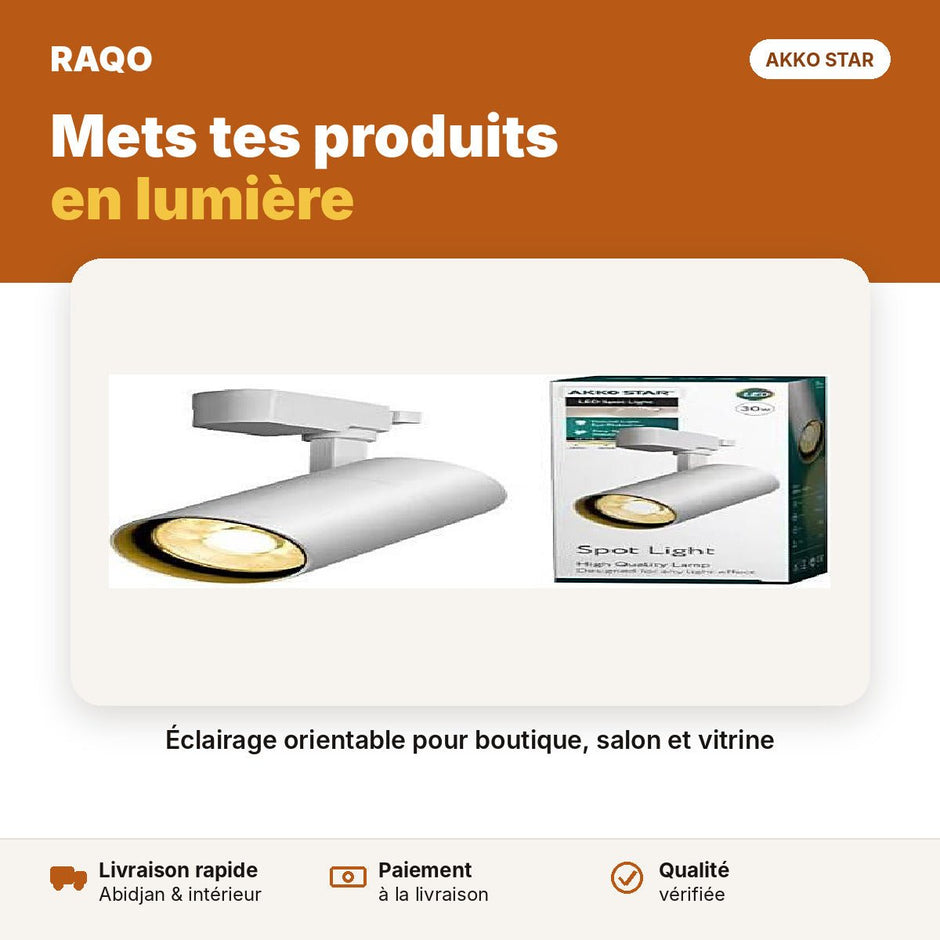 Spot sur rail LED 28W blanc – lumière neutre 4000K | Akko Star - RAQO