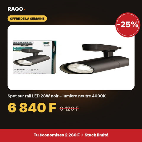 Spot sur rail LED 28W noir – lumière neutre 4000K | Akko Star - RAQO