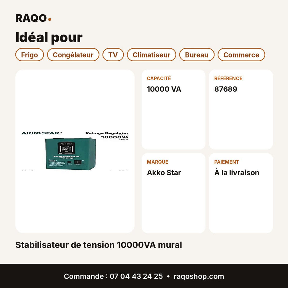 Stabilisateur de tension 10000VA mural | Akko Star - RAQO