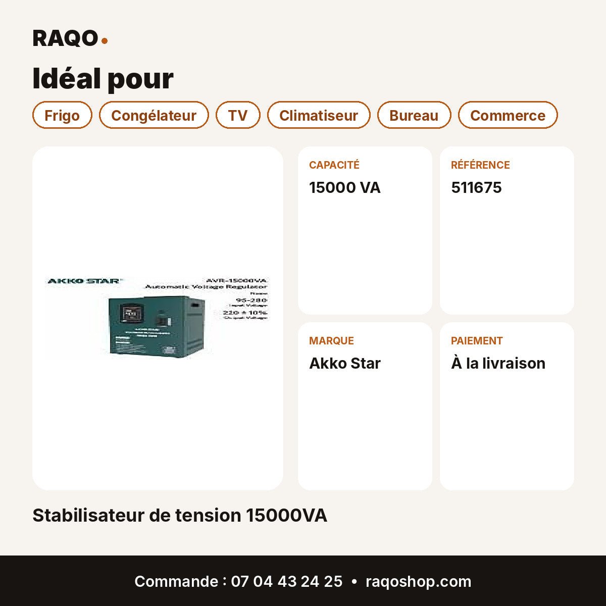 Stabilisateur de tension 15000VA | Akko Star - RAQO