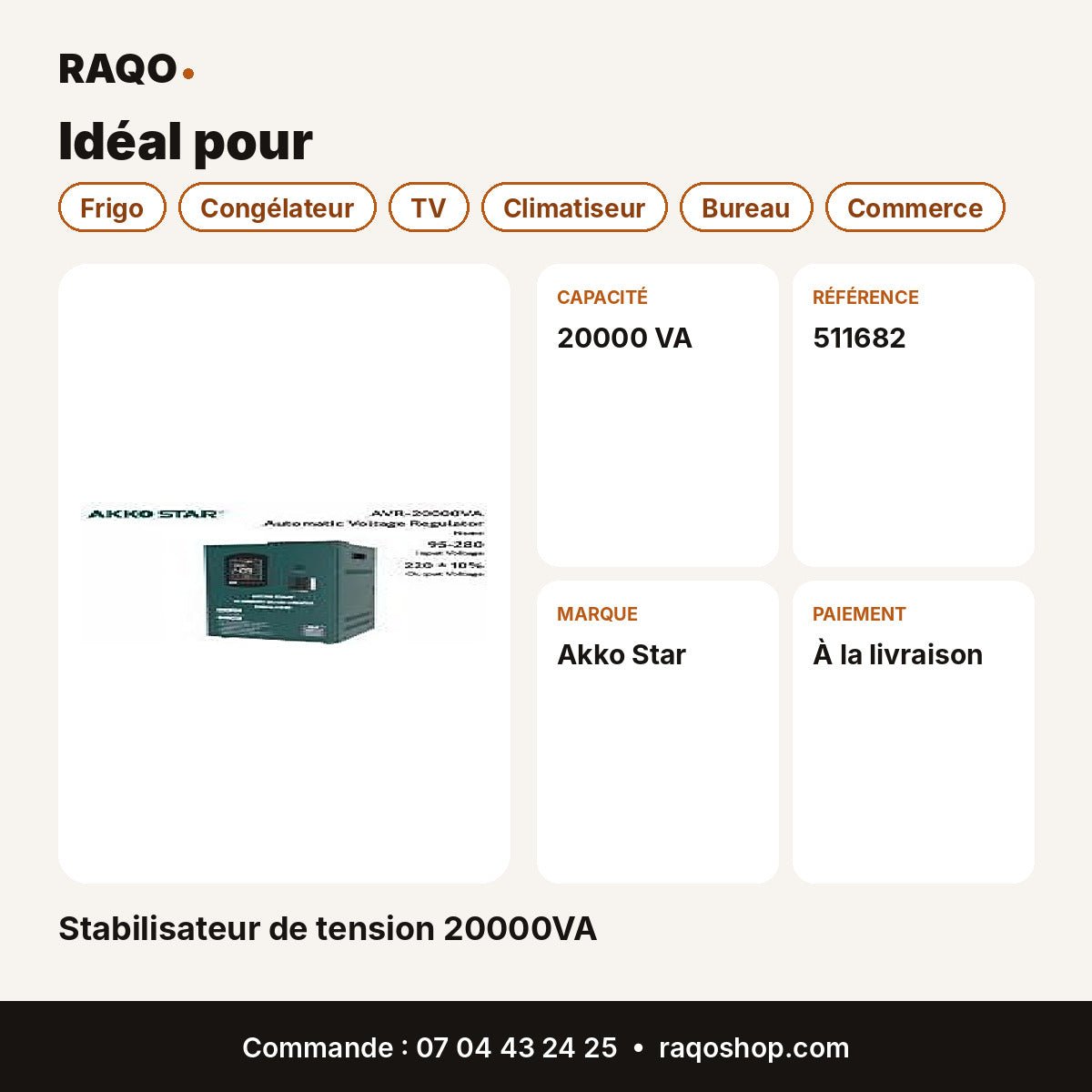 Stabilisateur de tension 20000VA | Akko Star - RAQO