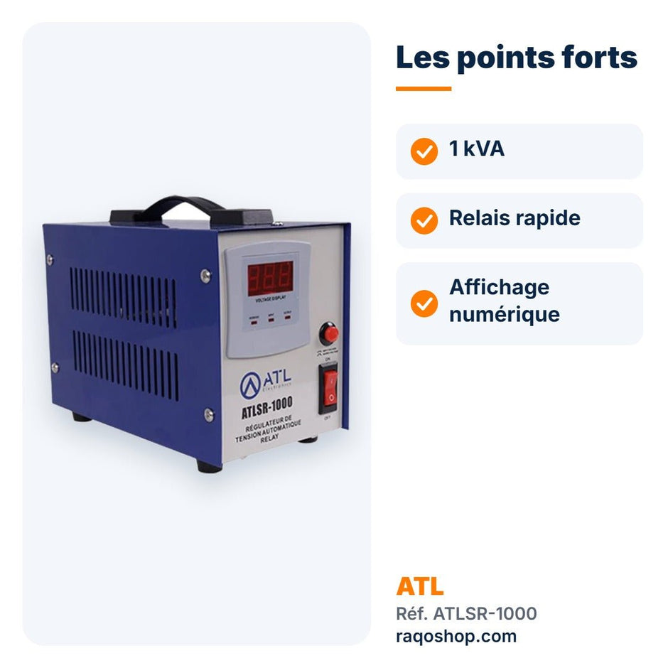 Stabilisateur de tension ATL 1 000 VA à relais – ATLSR-1000 - RAQO