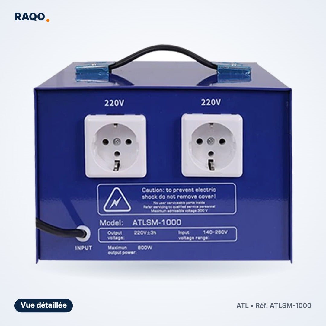 Stabilisateur de tension ATL 1 000 VA servo-moteur – ATLSM-1000 - RAQO