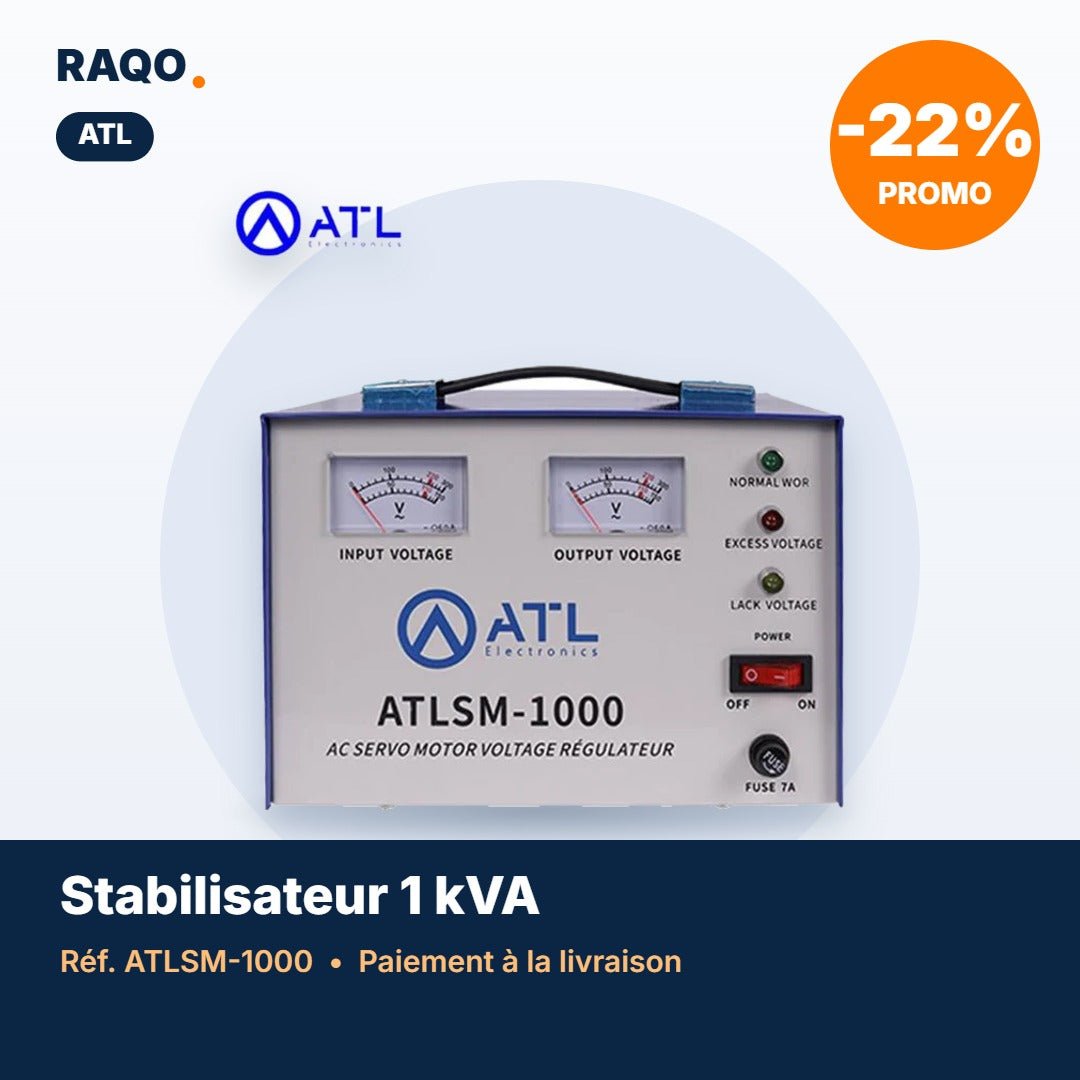 Stabilisateur de tension ATL 1 000 VA servo-moteur – ATLSM-1000 - RAQO