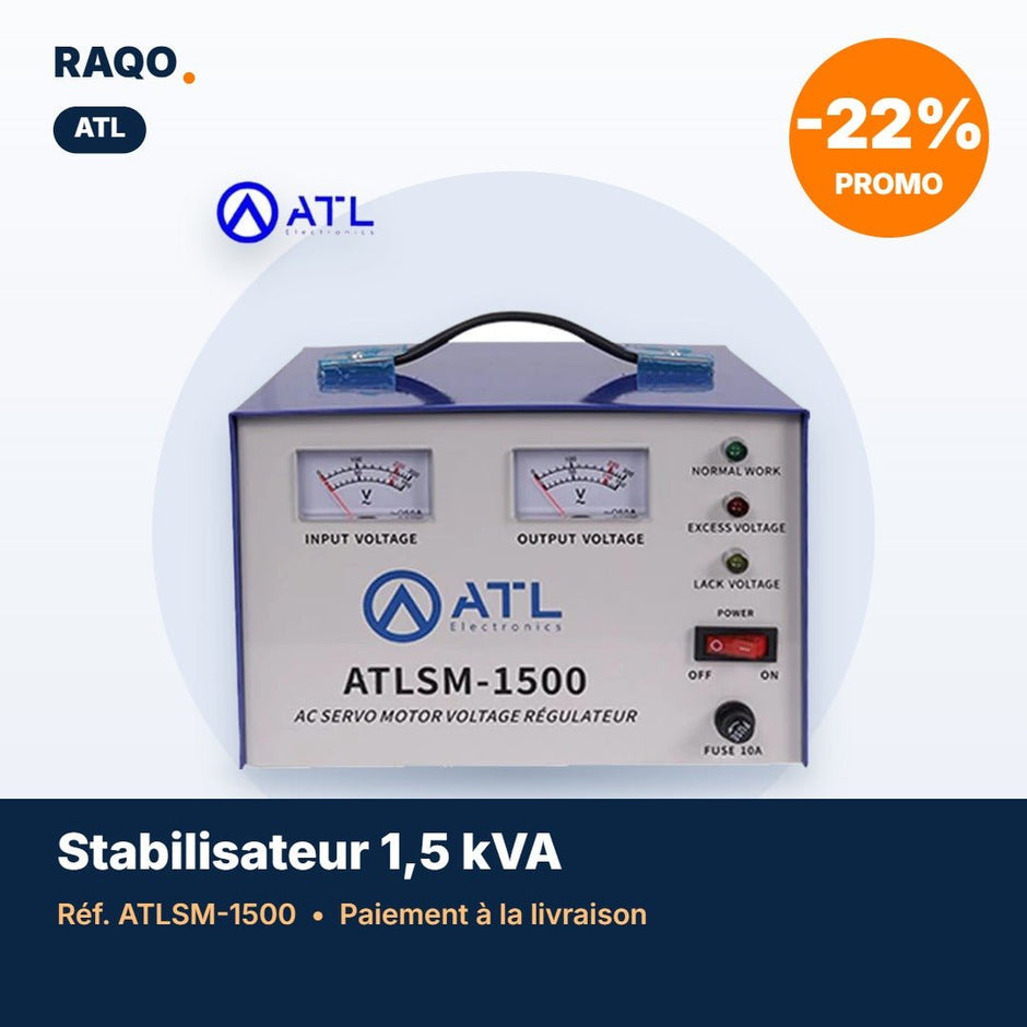 Stabilisateur de tension ATL 1 500 VA servo-moteur – ATLSM-1500 - RAQO