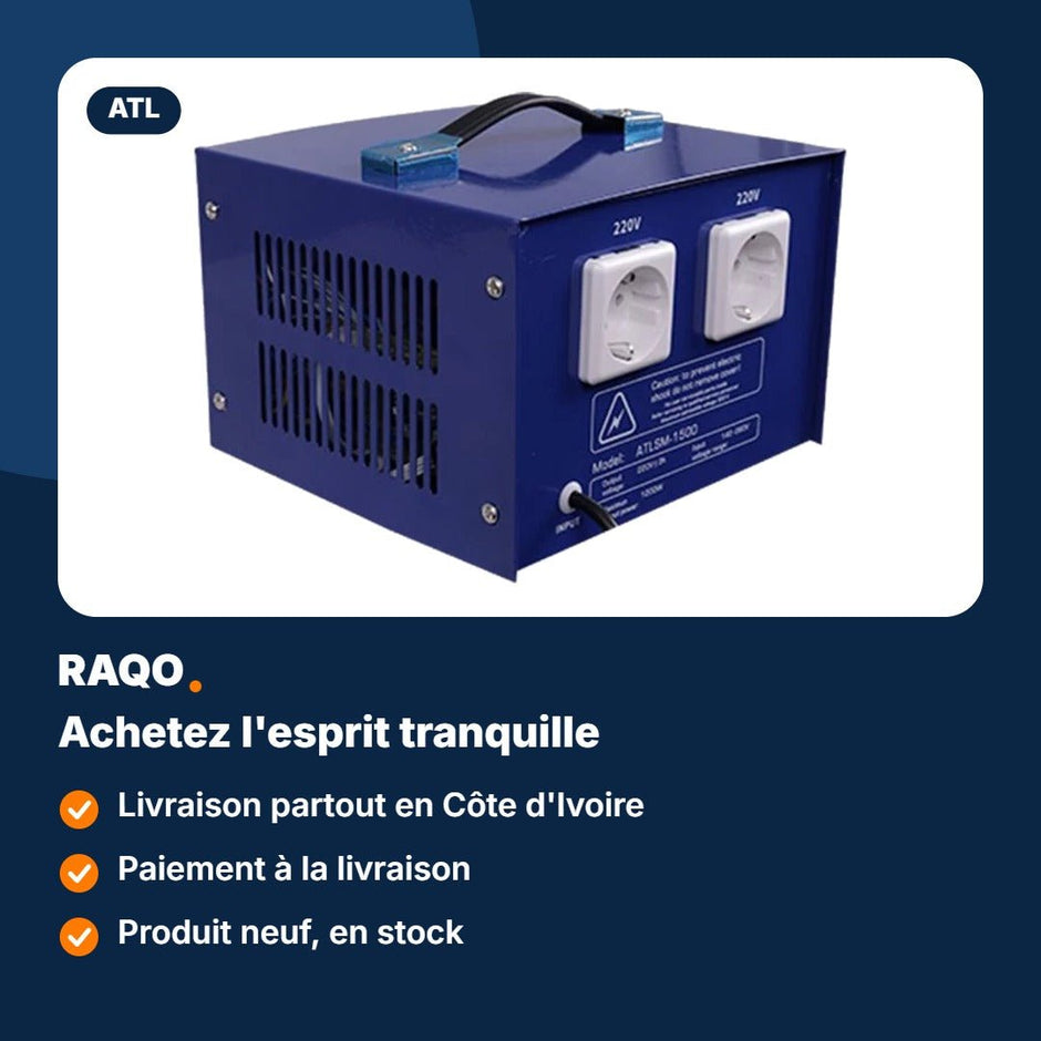Stabilisateur de tension ATL 1 500 VA servo-moteur – ATLSM-1500 - RAQO