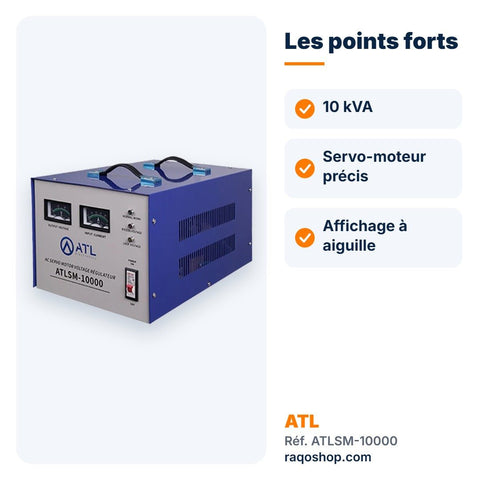 Stabilisateur de tension ATL 10 000 VA servo-moteur – ATLSM-10000 - RAQO