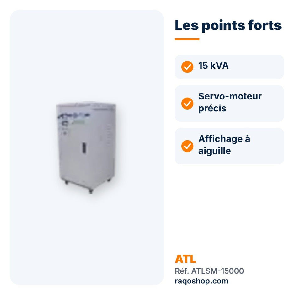 Stabilisateur de tension ATL 15 000 VA servo-moteur – ATLSM-15000 - RAQO