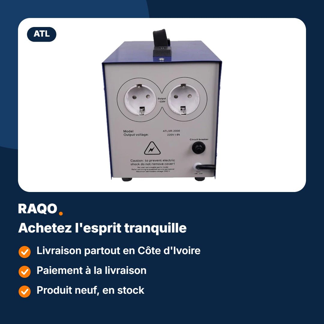 Stabilisateur de tension ATL 2 000 VA à relais – ATLSR-2000 - RAQO