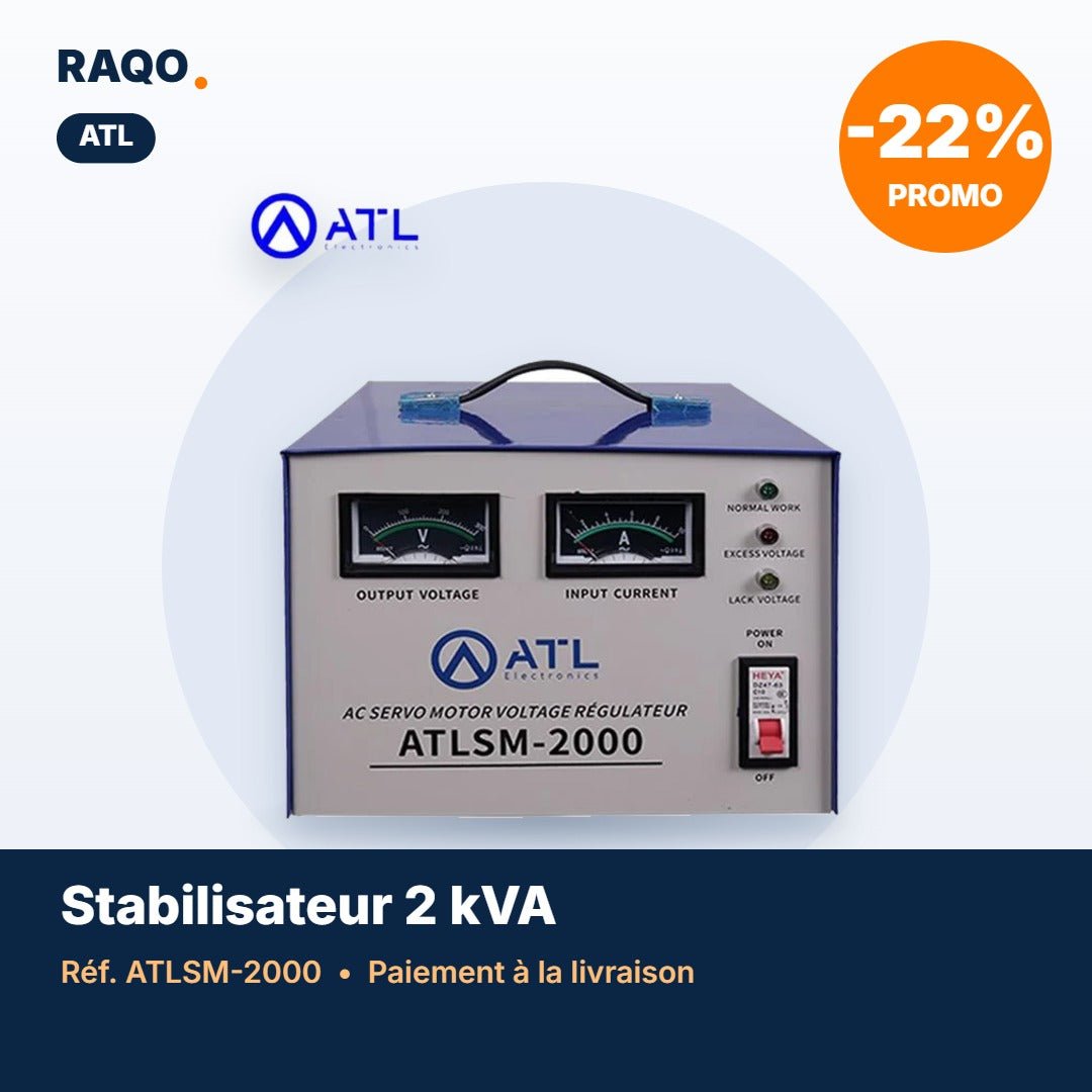 Stabilisateur de tension ATL 2 000 VA servo-moteur – ATLSM-2000 - RAQO