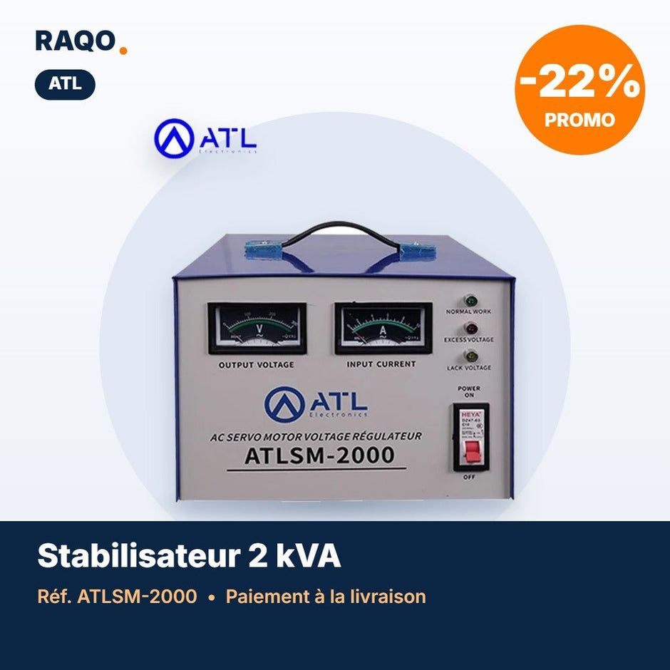 Stabilisateur de tension ATL 2 000 VA servo-moteur – ATLSM-2000 - RAQO