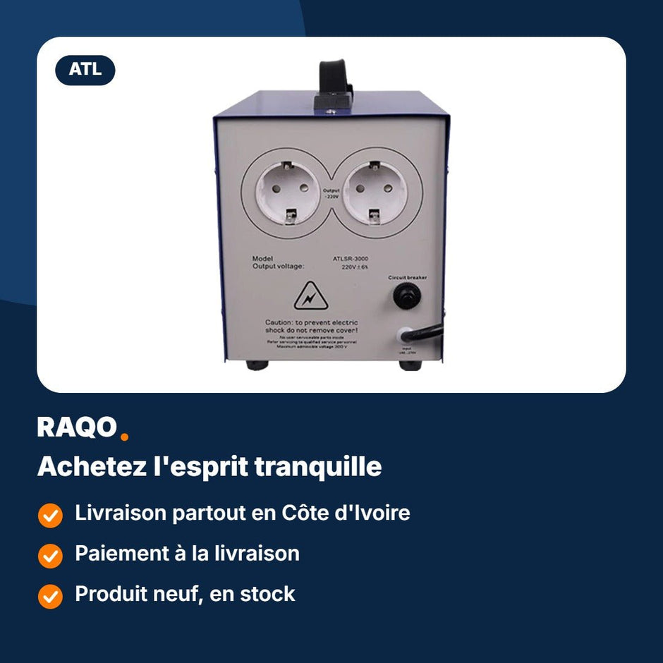 Stabilisateur de tension ATL 3 000 VA à relais – ATLSR-3000 - RAQO