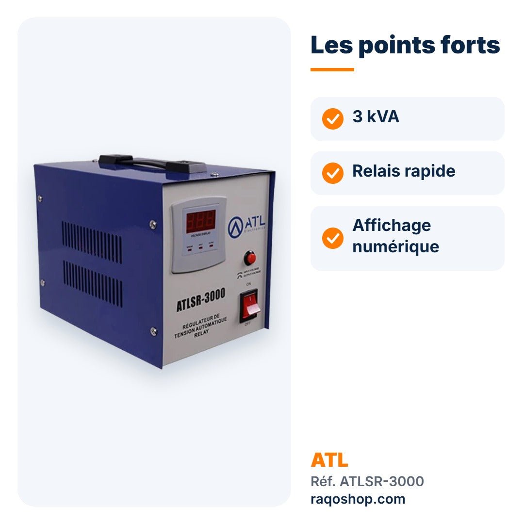 Stabilisateur de tension ATL 3 000 VA à relais – ATLSR-3000 - RAQO