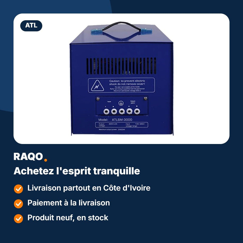 Stabilisateur de tension ATL 3 000 VA servo-moteur – ATLSM-3000 - RAQO