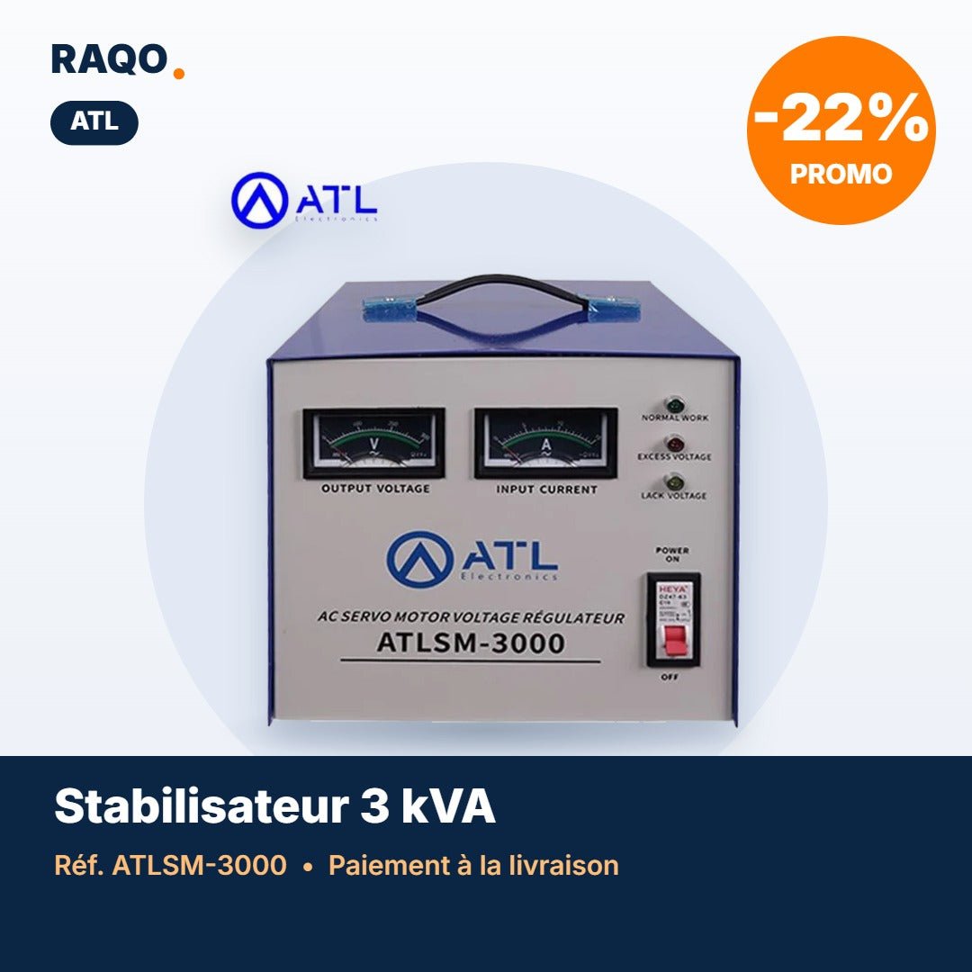 Stabilisateur de tension ATL 3 000 VA servo-moteur – ATLSM-3000 - RAQO