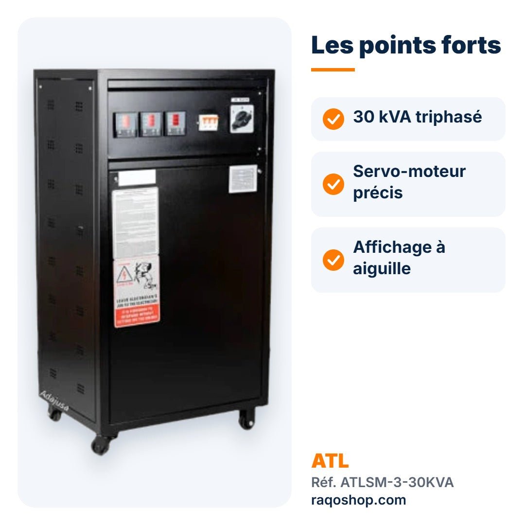 Stabilisateur de tension ATL 30 000 VA triphasé servo-moteur – ATLSM-3-30KVA - RAQO