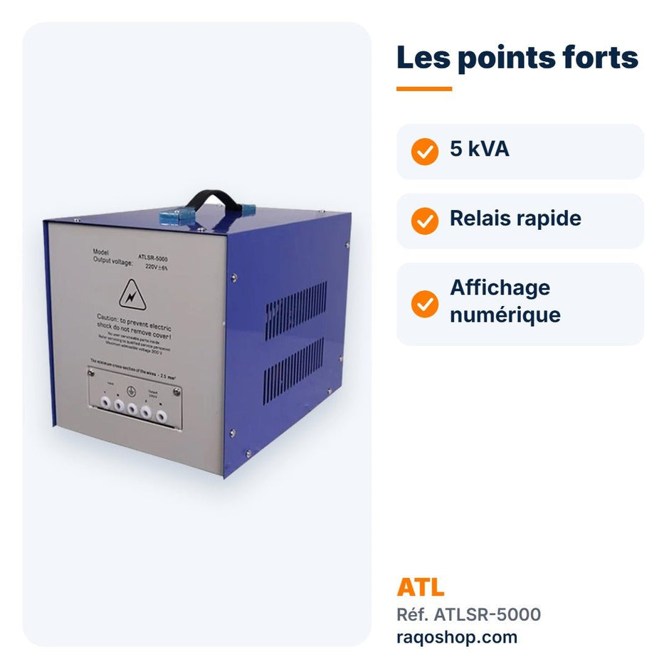 Stabilisateur de tension ATL 5 000 VA à relais – ATLSR-5000 - RAQO